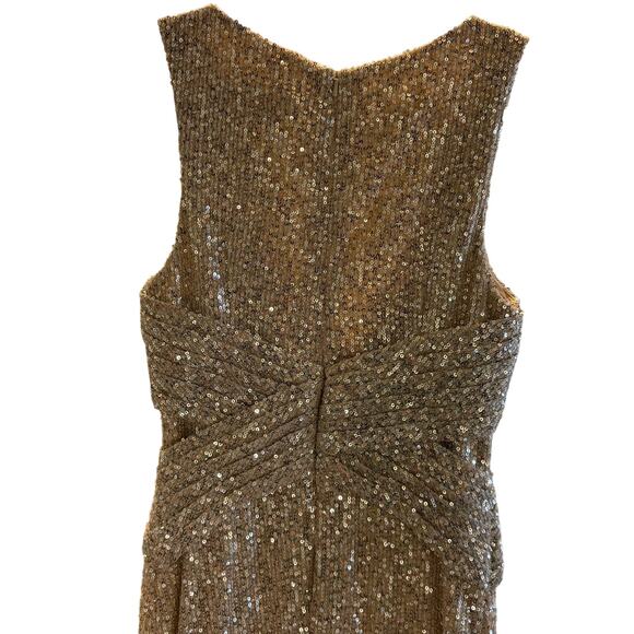 Mac Duggal Sequin Dress Floor Length Gown Champagne Nude Beige Size 2 NWT - Picture 3 of 9